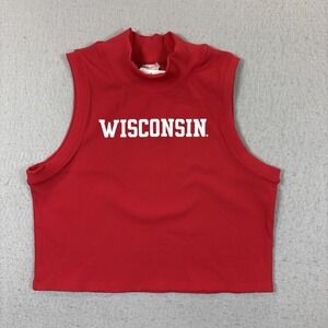 Womens Zoozatz Wisconsin Badgers Red RIB MOCK NECK TANK SZ M